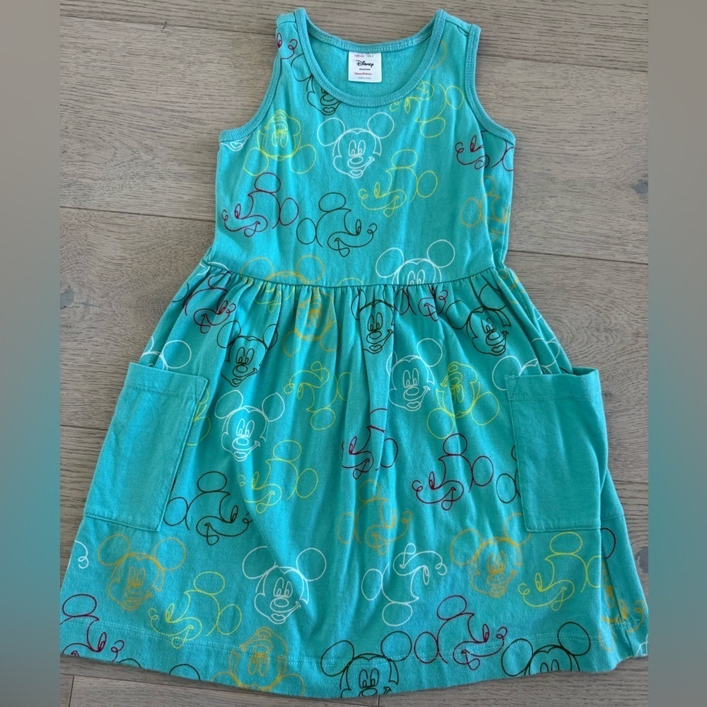 Hanna Andersson Mickey Mouse Aqua Dress Size 4